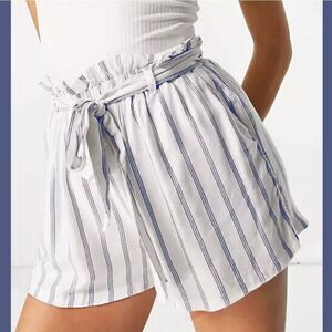 Hollister Ultra High-Rise Blue and White Striped Shorts Size M